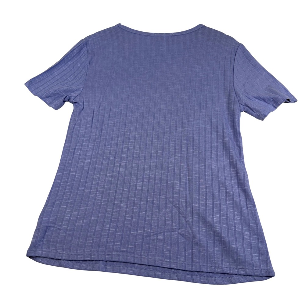 Vintage America Slub Ribbed Tee Blue Short Sleeve Crew Neck Top Womens Medium - Picture 2 of 8